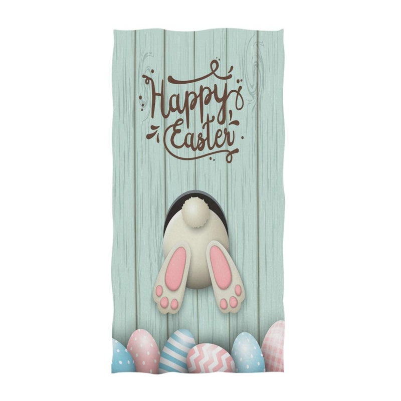 Naanle Lovely Easter Rabbit Colors Eggs Bunny Pattern Soft Absorbent Guest Hand Towels Multipurpose for Bathroom, Hotel, Gym and Spa (16 x 30 Inches) - Image 1